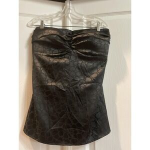 Z. Cavaricci Top Womens Size 1‎ Black Satin Ruched Camisole Smocked Back Strappy